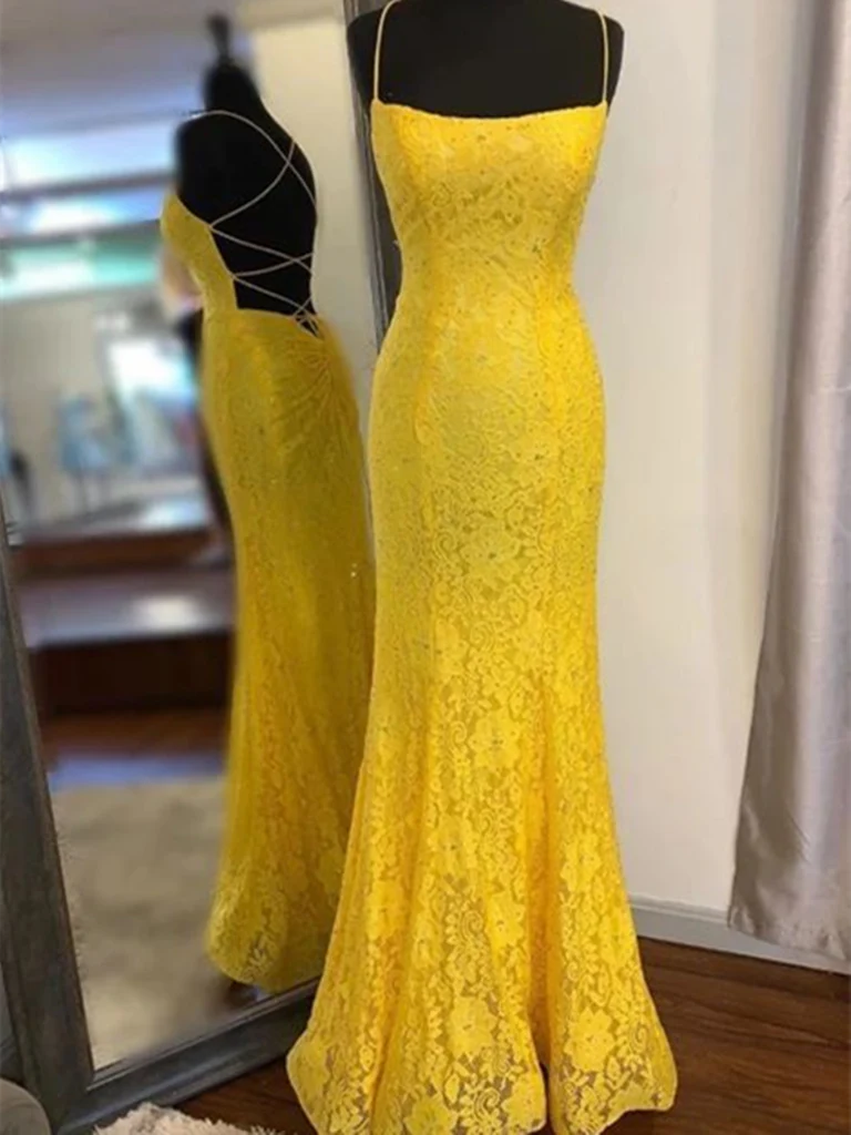 Mermaid Lace Backless Prom Long Dresses Formal Evening Dresses